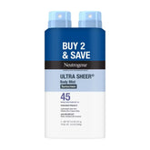 Neutrogena Ultra Sheer Spray - Twin Pack - SPF 45: Noncomedogenic, PABA-Free, Face and Body Use