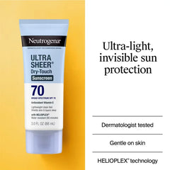 Neutrogena Ultra Sheer Sunscreen - SPF 70 - 2pk/6 fl oz: Noncomedogenic, BPA-Free, PABA-Free, Travel Size