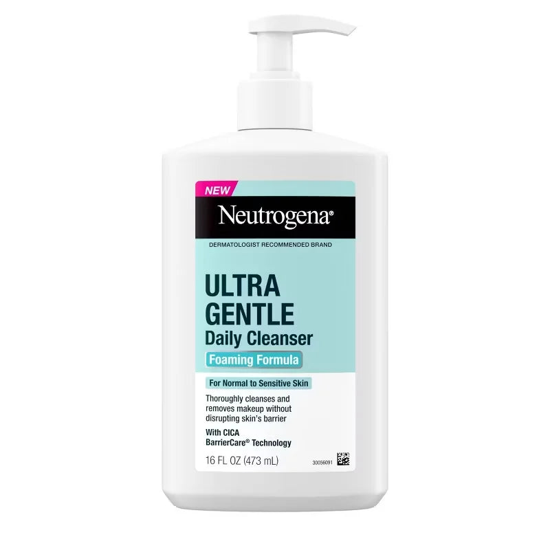 Neutrogena Ultra Gentle Foaming Facial Cleanser, Hydrating Face Wash for Sensitive Skin - 16 fl oz: Hypoallergenic, Dye-Free, Noncomedogenic