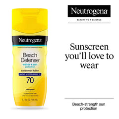 Neutrogena Beach Defense Lotion - Twin Pack - SPF 70: Sun Protection, Whole Body Application, BPA-Free, PABA-Free