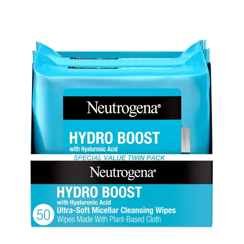 Neutrogena Hydro Boost Facial Cleanser Wipes - 50ct: Paraben-Free, Hypoallergenic, Suitable for Dry Skin