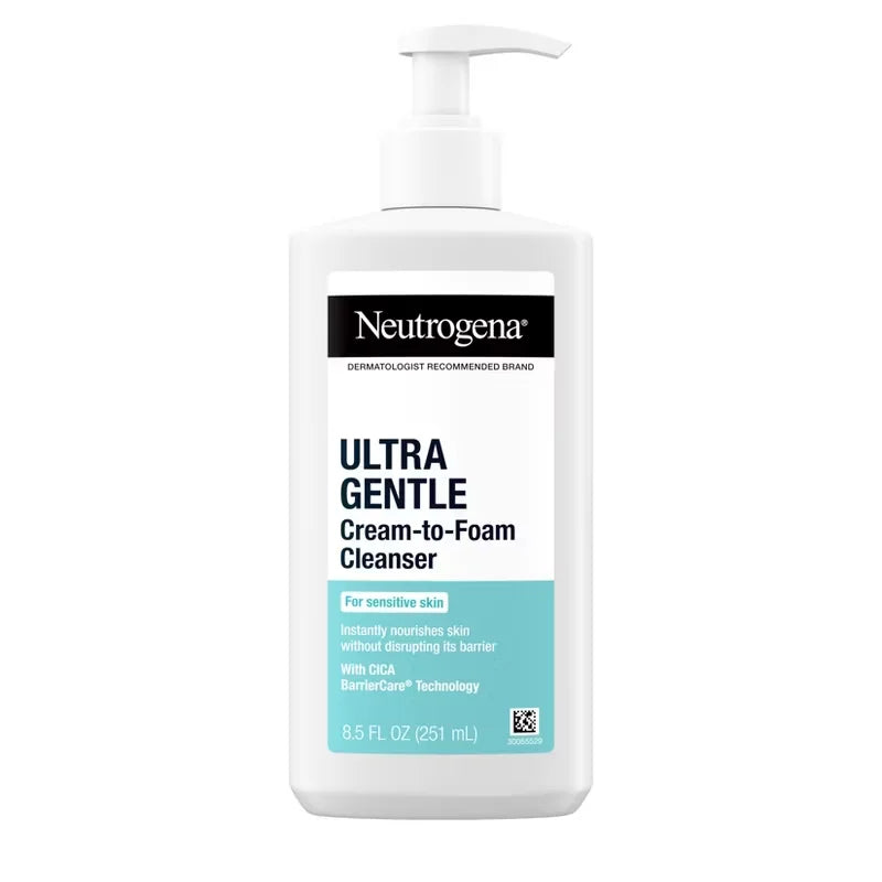 Neutrogena Ultra Gentle Cream-to-Foam Face Cleanser - Fragrance Free - 8.5 fl oz: For Normal, Combination, Sensitive, Dry Skin